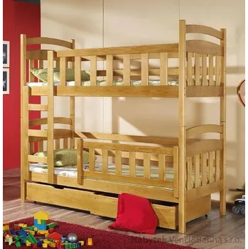 Dětská postel dřevěná patrová postel z masivního dřeva borovice Piotrus meblano
