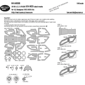 Plastikový model New Ware 1/48 Mask AH-64 A,D,E Apache ADVANCED (HAS)