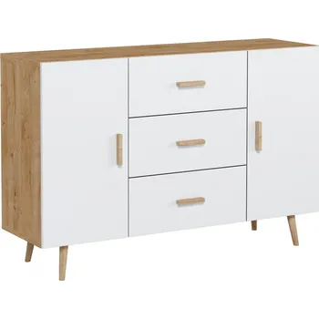 Komoda Eoshop Komoda Brela S3D2K, bílá / dub ribeck, lamino