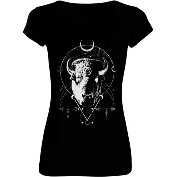 Dámské tričko Tričko s potiskem Temný bizon - black dámské