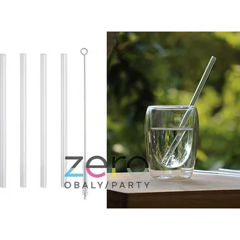 Brčko skleněné + kartáček pr. 8 mm, 200 mm (4 ks) - transp.