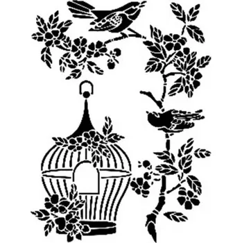 Šablona Cadence 21x30 cm - Ptáčci s klecí -