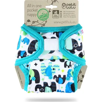 Plenkové kalhoty Petit Lulu s.r.o. Sloníci (tyrkys) - All In One kapsová plena sz