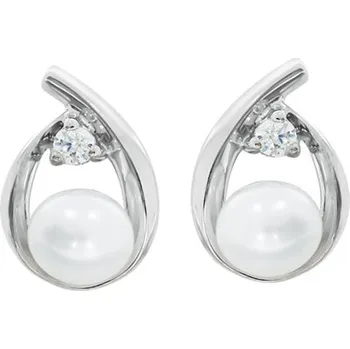 Náušnice Stříbrné naušnice s bílou perlou STNAU0942F