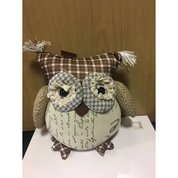 Dekorativní textilní sova 28 cm (Sova z textilu, zarážka do okna)