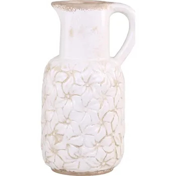 Krémový keramický džbán s květy Colmar - 16*14*30cm