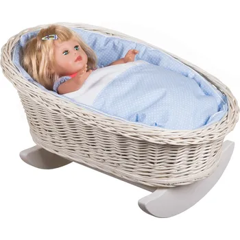 Doplněk pro panenku Kolébka proutěná pro panenku MARIE III. modrá