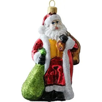 Skleněná figurka Santa s pytlem