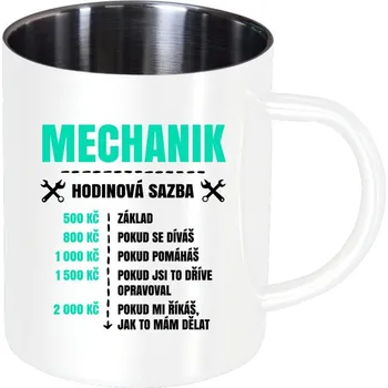 Nerezový hrnek Hodinová sazba - mechanik