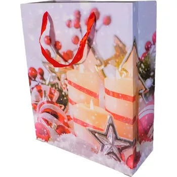 Dárková taška Dárková taška střední vánoční se třpytkami (0059C)