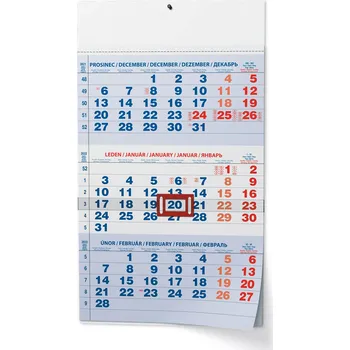 Kalendář Baloušek Tisk nástěnný kalendář tříměsíční modrý 2022
