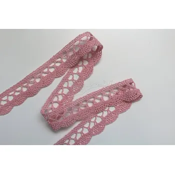 Krajka Bavlněná krajka 18mm - růžová