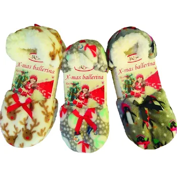 Dámské pyžamo Risocks Dámské papuče baleríny vánoční bílá+los, šedá+sněhulák, šedá+tučňák