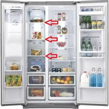 Samsung DA97-08044D 1., 2. nebo 3. police skleněná z vrchu v levé části mrazničky pro americkou ledn