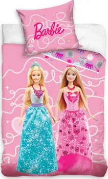 Ložní povlečení Carbotex Barbie dvě princezny 140 x 200, 70 x 80 cm zipový uzávěr