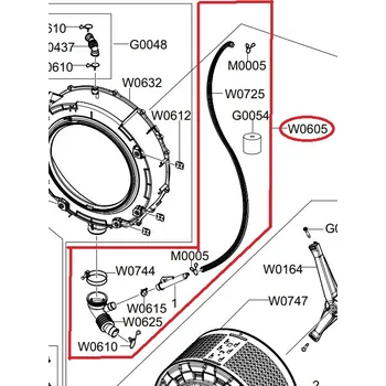 Praní a péče o prádlo Originální hadice mezi buben a čerpadlo DC97-14637B pro pračku Samsung