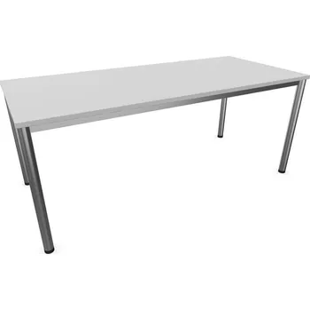 Psací stůl Stůl kancelářský, rovný, podnoží kulaté matné, barva světle šedá, š x h: 1800 x 800 mm