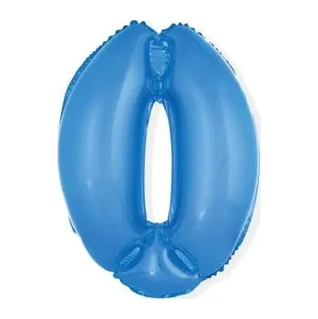 Balónek Balón foliový číslice MODRÁ 35 cm - 0 ( NELZE PLNIT HELIEM )