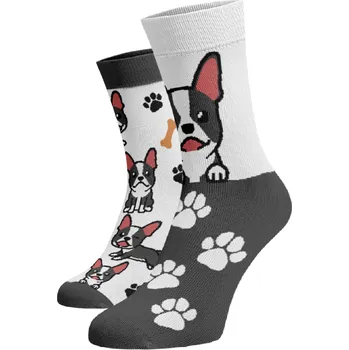 Dámské ponožky Veselé ponožky Francouzský Buldoček Bílá Bavlna 42-44