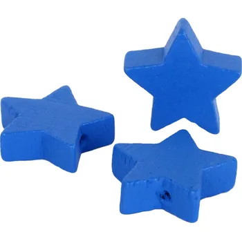 Dětské navlékací korálky Korálek dřevěný hvězda - 20mm - různé varianty Korálek dřevěný hvězda - 20mm: 05 Středně modrá