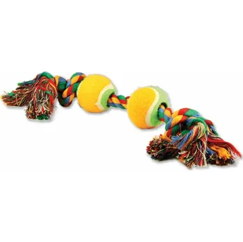 Hračka pro psa Hračka DOG FANTASY barevná 2 knoty + 2 tenisáky 35 cm (1ks)