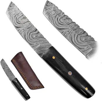 Bojový nůž PAK Damaškové tanto "SHOGUN" s koženým pouzdrem
