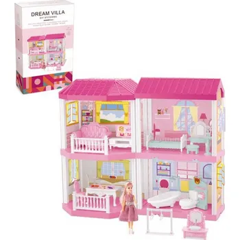 Panenka Dům velký herní set s panenkou a příslušenstvím 52x27cm plast v krabici