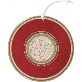 Kuchyňské prkénko Podložka pod hrnec na horké se šňůrkou na zavěšení 20 cm Connubio BRANDANI (barva - šedá/červená,keramika,korek)