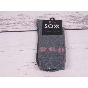 Dámské ponožky CNB BERLIN Termo ponožky DE 37750 teplé s vlnou tmavošedé s růžovou s norským vzorem velikosti ponožek: 23-25 (EUR vel. 35-38)