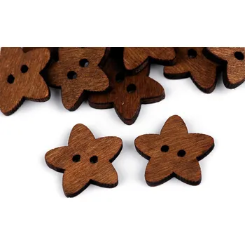 Dřevěný knoflík - hvězda hnědá- 1ks