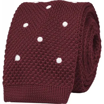 Kravata Bubibubi Vínová pletená kravata s puntíky