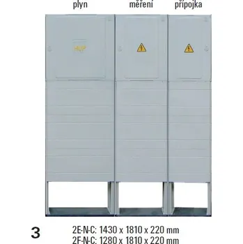 Rozvaděč Sestava HELGA 2E-N-C (APZ+ES212+100) plynoměrová, elektroměrová, přípojková skříň v pilíři