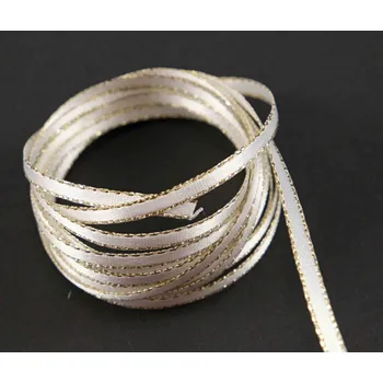 Stuha Stuha se zlatým okrajem - bílá, zlatá - šíře 0,3 cm