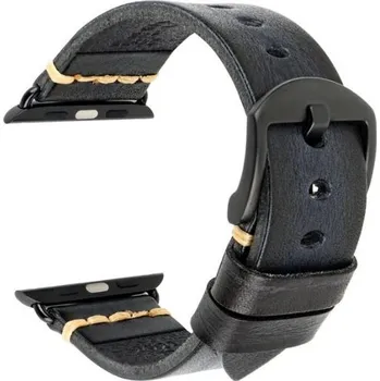 Ostatní příslušenství k chytrým hodinkám eses Kožený vintage řemínek pro Apple Watch - Černý 38mm, 40mm, 41mm