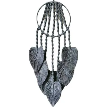 Lapač snů Lapač snů - Velká, závěsná macramé dekorace listy - šedá