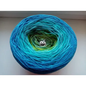 Příze Hedvábný mátový čaj 2-nitka 1900m s hedvábnou nitkou (Duhové klubko s hedvábím Hedvábný mátový čaj)