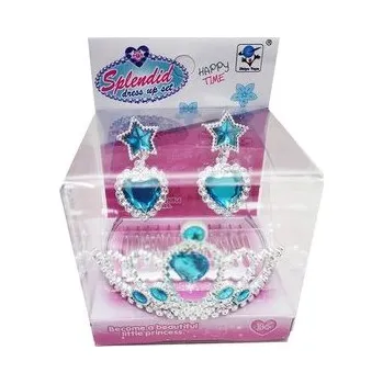 Karnevalový doplněk Sada korunka s náušnicemi modrá