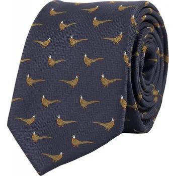 Kravata Bubibubi Tmavomodrá kravata s bažanty