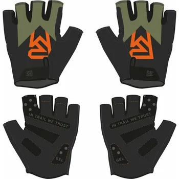 Cyklistické rukavice rukavice ROCK MACHINE Race khaki/oranžovo/černé