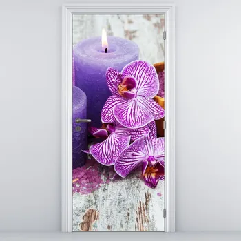 Fototapeta LuxusniObrazy.cz Fototapeta na dveře - Orchideje a svíčky