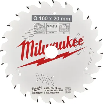 Pilový kotouč Kotouč pro okružní pilu Milwaukee CSB P W 160 x 20 x 2.2 x 24ATB 4932471290