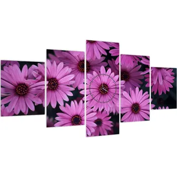 Obraz LuxusniObrazy.cz Obraz růžových květů (s hodinami)