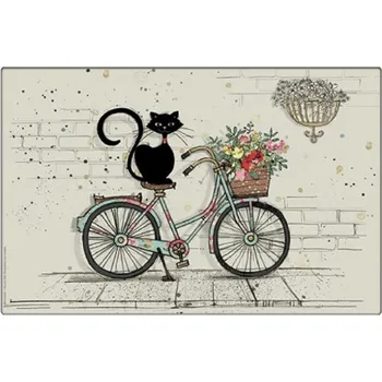 prostírání Prostírání BUG ART Kočka na kole, 28 x 43 cm (Plastové prostírání s kočkou, kočka)