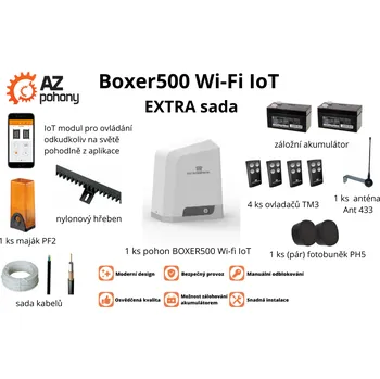 Pohon brány Boxer500 EXTRA sada - Wi-Fi IoT pohon posuvné brány do 500 kg