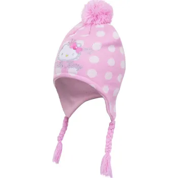 Módní doplněk Růžová čepice s bambulí Hello Kitty - velikost 50