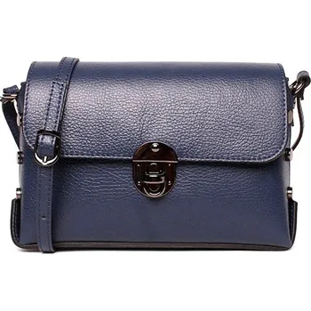 Kabelka Malá modrá pevná kožená kabelka na rameno/crossbody Vera Pelle 331