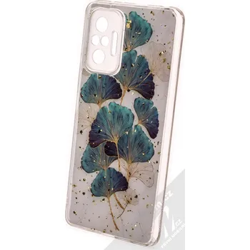 Pouzdro na mobilní telefon 1Mcz Gold Glam Lístky Skinny TPU ochranný kryt pro Xiaomi Redmi Note 10 Pro, Redmi Note 10 Pro Max bílá zelená (white green)