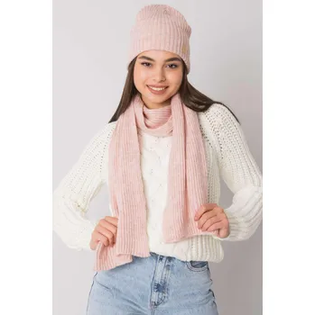 Čepice Komplet - dámská čepice + šála 3622 pudrově růžová