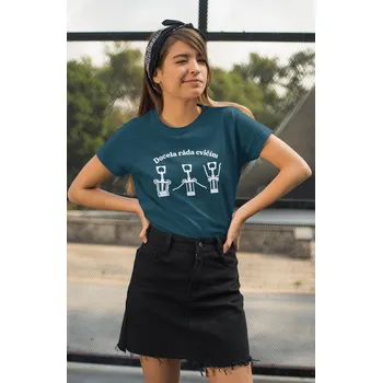 Dámské tričko Dámské tričko Docela ráda cvičím Barva: Petrolejová modrá, Velikost: XL