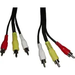 Kabel; RCA vidlice x3,z obou stran; 2m; Povrch: niklovaný